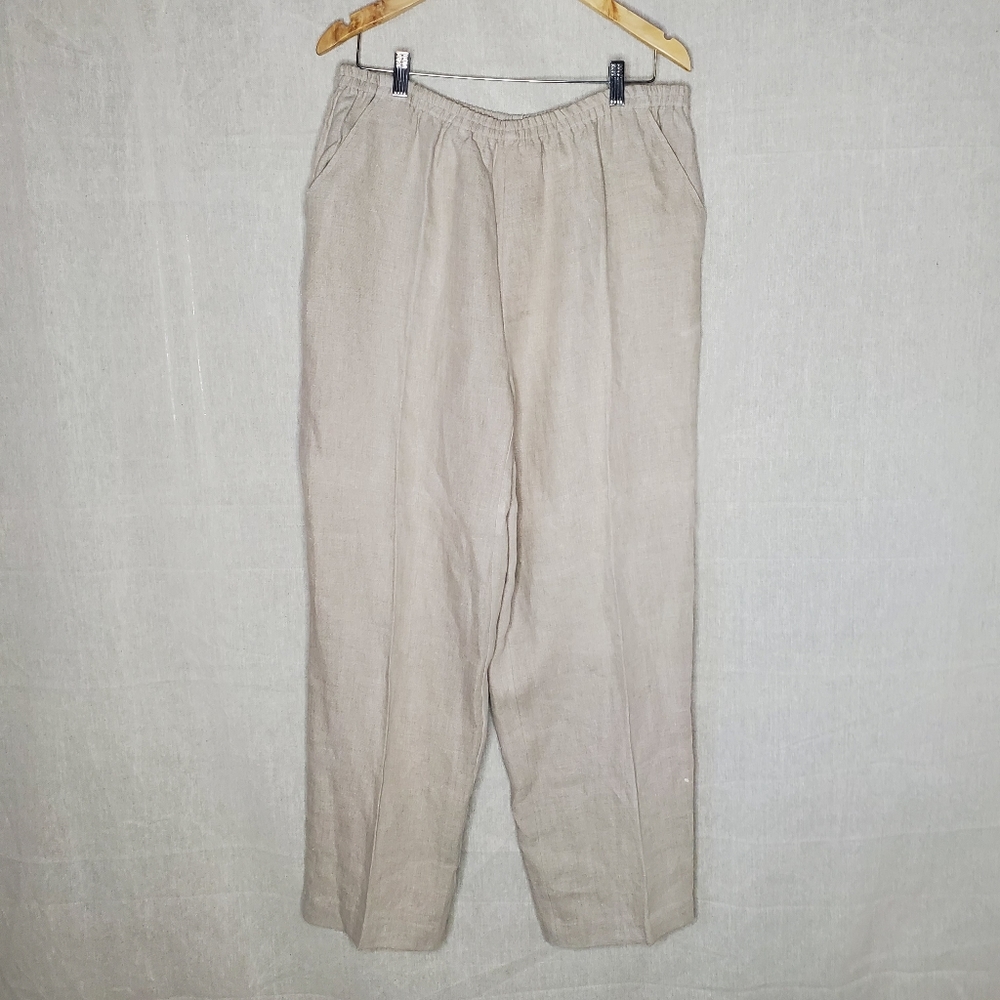 ◇ Outfit JPR Oatmeal 100% Linen Pants Size Large with Pockets